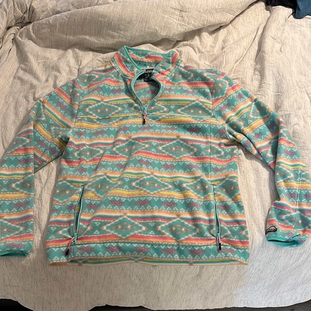Chubbies Blue and Pink Zip Up Sweater Cozy Style